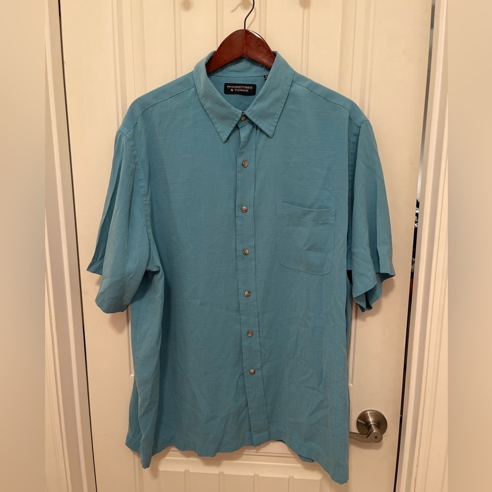 Men's Roundtree &‎ Yorke travel smart dress/casual shirt XL 75% modal SOFT !
